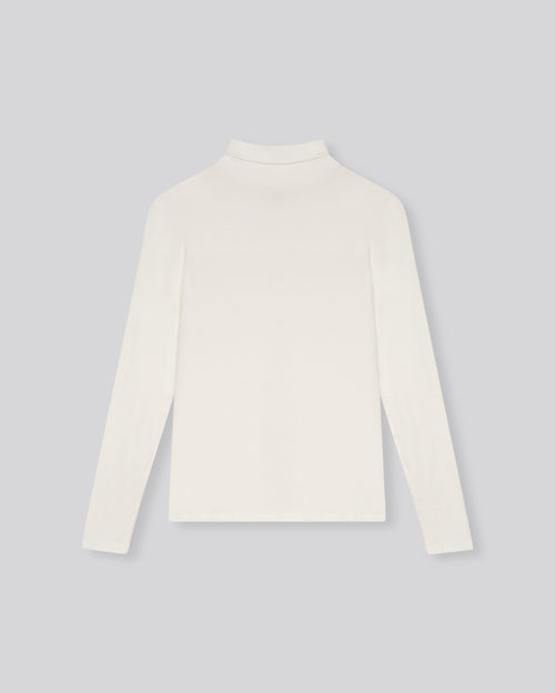 White Turtleneck Long Sleeve T-shirt in Viscose / Elastane - MAJESTIC FILATURES