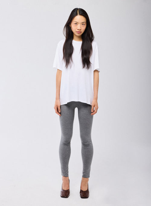 White T shirt Crew Neck Short Sleeves Viscose Elastane - MAJESTIC FILATURES