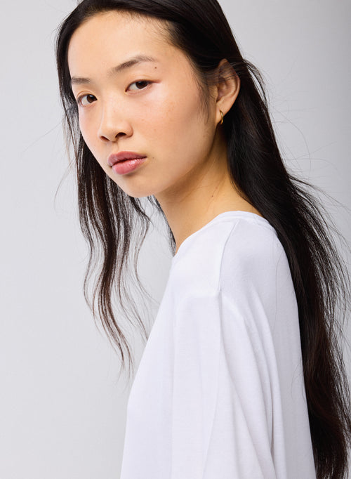White T shirt Crew Neck Short Sleeves Viscose Elastane - MAJESTIC FILATURES