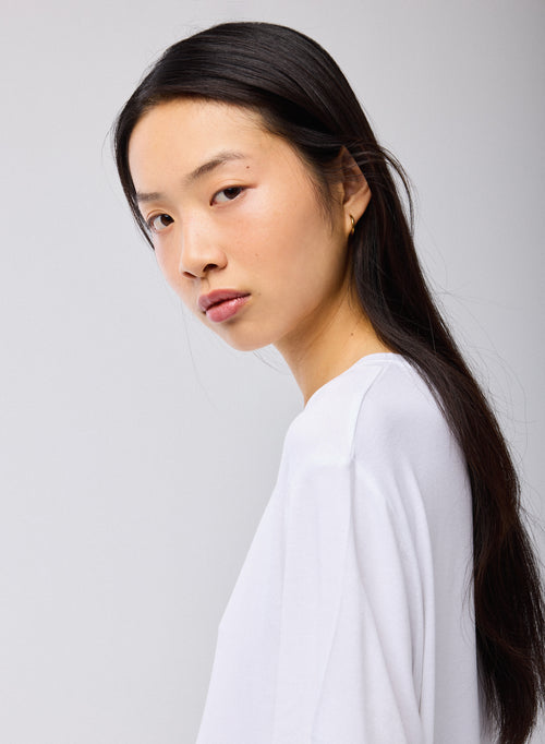 White T shirt Crew Neck Short Sleeves Viscose Elastane - MAJESTIC FILATURES