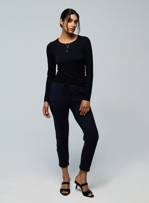 Pantalon Marine avec Poches en Viscose et Élasthanne - MAJESTIC FILATURES