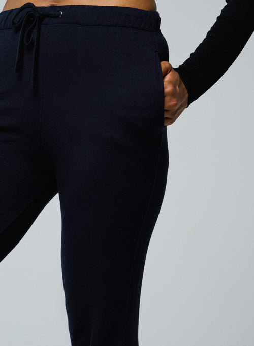 Pantalon Marine avec Poches en Viscose et Élasthanne - MAJESTIC FILATURES