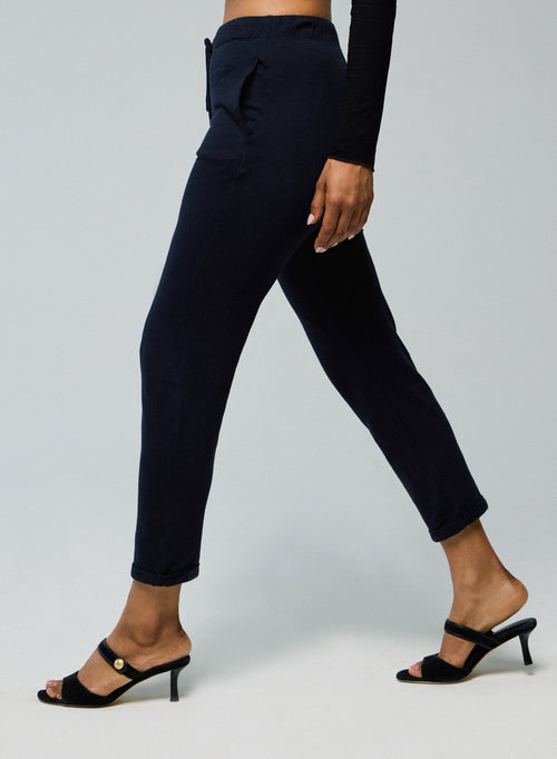 Pantalon Marine avec Poches en Viscose et Élasthanne - MAJESTIC FILATURES