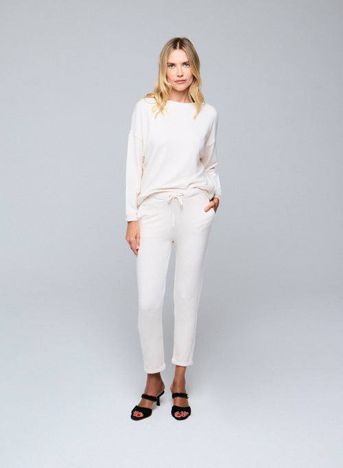 Pantalon Blanc en Viscose / Elasthanne - MAJESTIC FILATURES