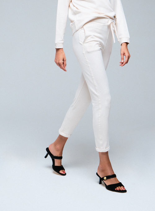 Pantalon Blanc en Viscose / Elasthanne - MAJESTIC FILATURES