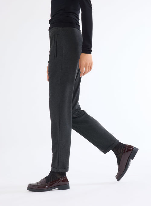 Pantalon Gris avec Taille Élastique en Viscose et Élasthanne - MAJESTIC FILATURES