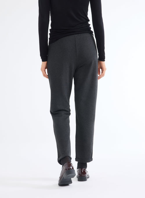 Pantalon Gris avec Taille Élastique en Viscose et Élasthanne - MAJESTIC FILATURES