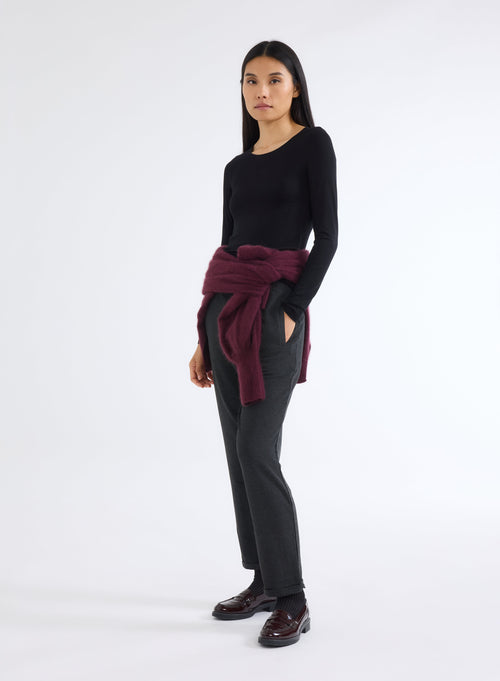 Pantalon Gris avec Taille Élastique en Viscose et Élasthanne - MAJESTIC FILATURES
