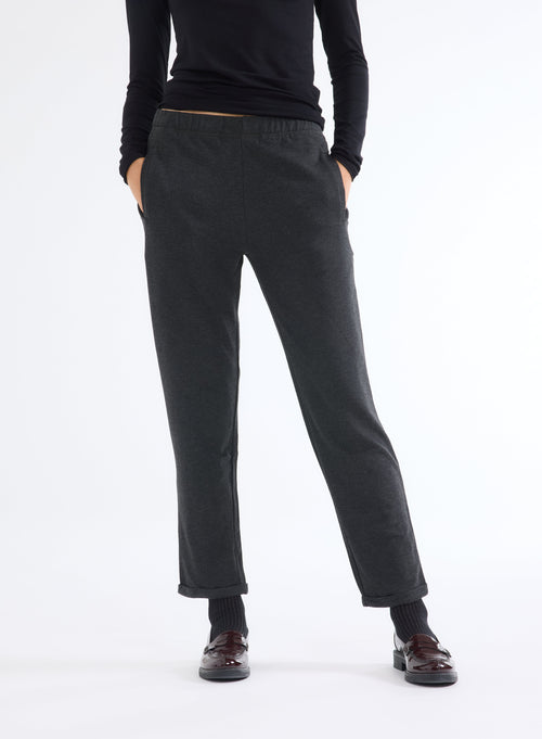 Pantalon Gris avec Taille Élastique en Viscose et Élasthanne - MAJESTIC FILATURES