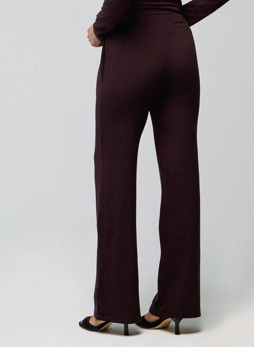 Pantalones de viscosa / elastano berenjena - MAJESTIC FILATURES