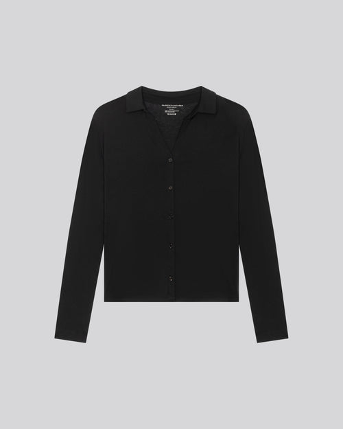 Navy Shirt Langarmshirt aus Bio-Baumwolle / Kaschmir - MAJESTIC FILATURES