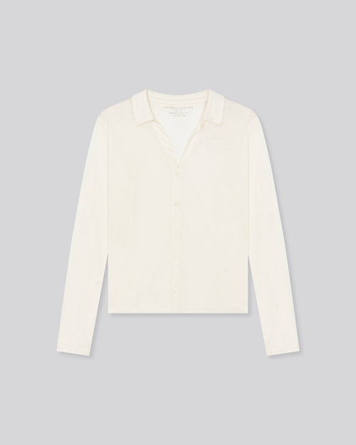 Chemise Blanc Chemise Manches Longues en Coton Organique / Cachemire - MAJESTIC FILATURES