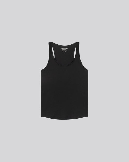 Schwarzes ärmelloses Tanktop mit U-Ausschnitt aus Baumwolle / Kaschmir - MAJESTIC FILATURES