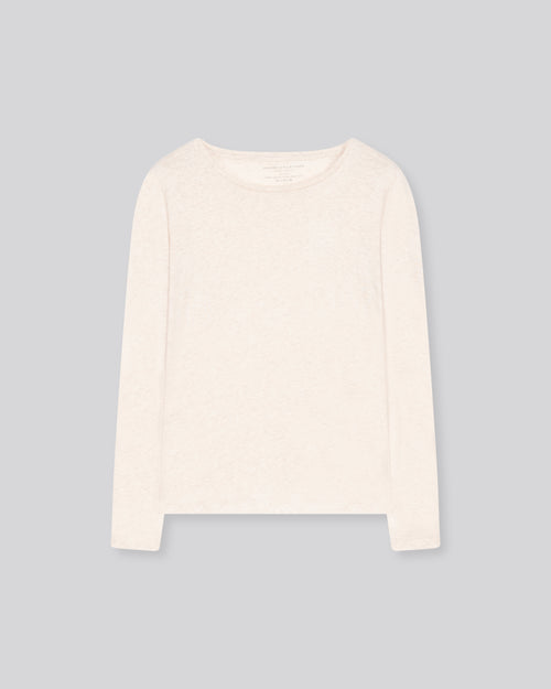 Camiseta beige de manga corta con cuello redondo en algodón orgánico - MAJESTIC FILATURES
