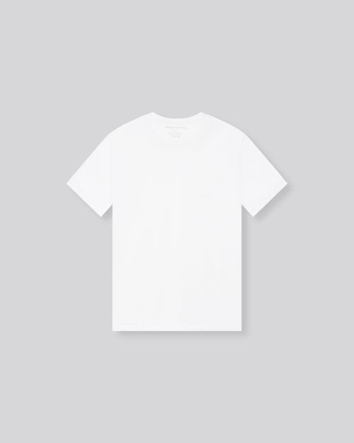 Camiseta Manga Corta Cuello en Crew Oversize en Algodón Deluxe Blanco - MAJESTIC FILATURES