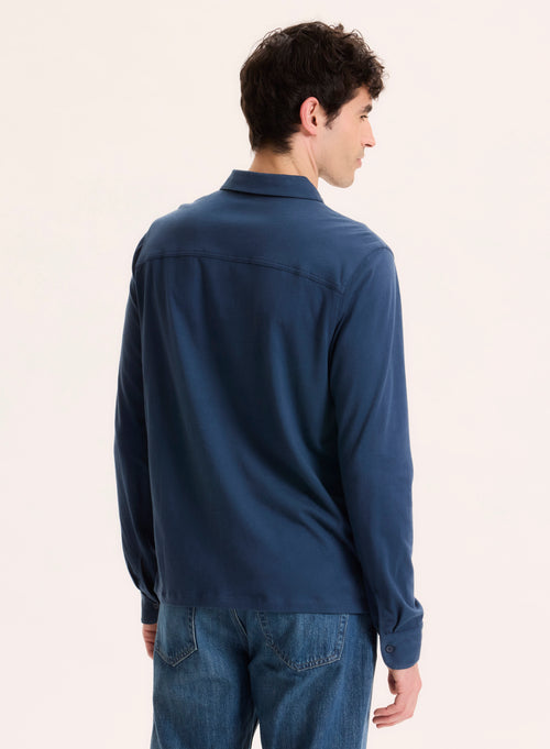 Blue Long Sleeve Organic Cotton Shirt - MAJESTIC FILATURES