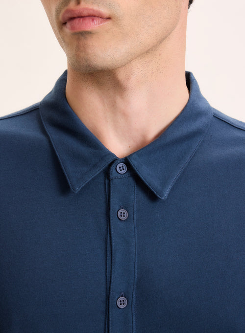 Blue Long Sleeve Organic Cotton Shirt - MAJESTIC FILATURES