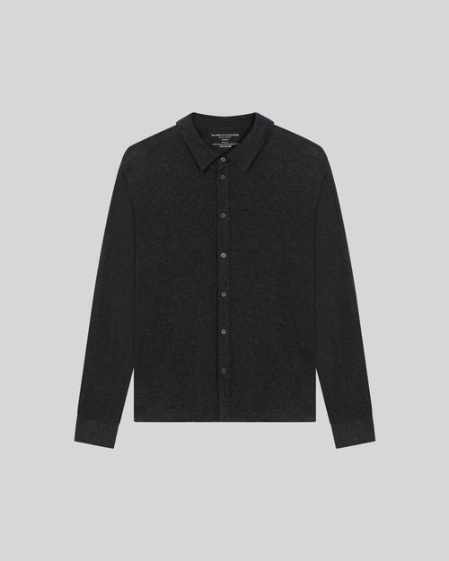 Chemise Noire Chinée Manches Longues en Deluxe Coton - MAJESTIC FILATURES