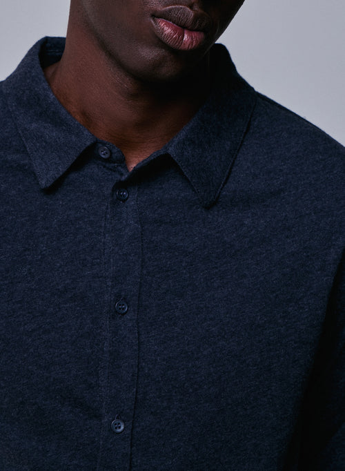 Chemise Noire Chinée Manches Longues en Deluxe Coton - MAJESTIC FILATURES