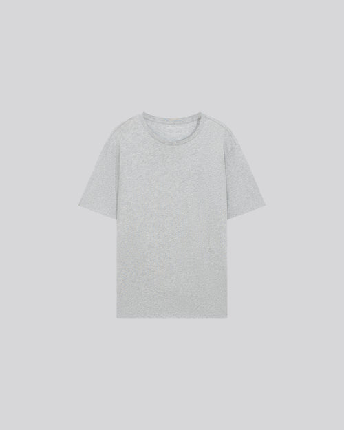 Camiseta de manga corta y cuello redondo Julien gris claro en algodón Deluxe - MAJESTIC FILATURES