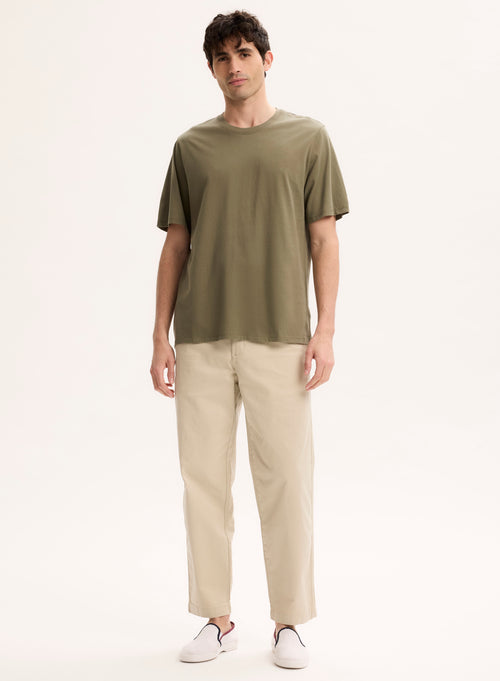 Grünes Kurzarm-T-Shirt mit Rundhalsausschnitt aus Bio-Baumwolle - MAJESTIC FILATURES
