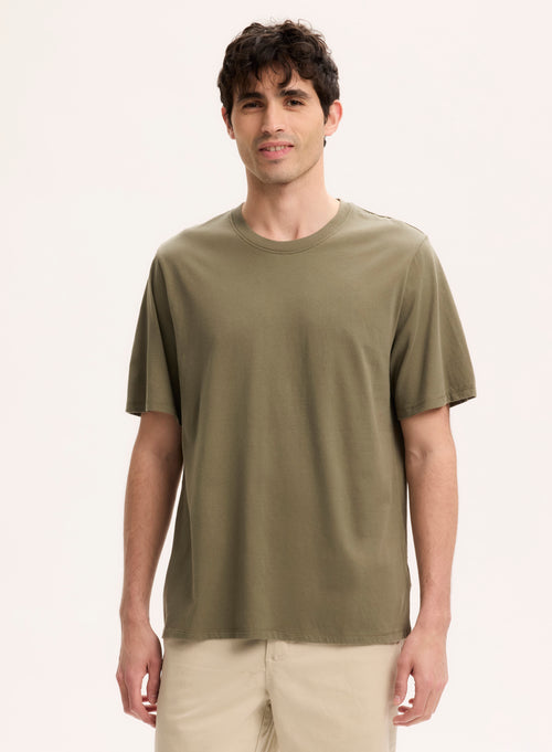 Grünes Kurzarm-T-Shirt mit Rundhalsausschnitt aus Bio-Baumwolle - MAJESTIC FILATURES