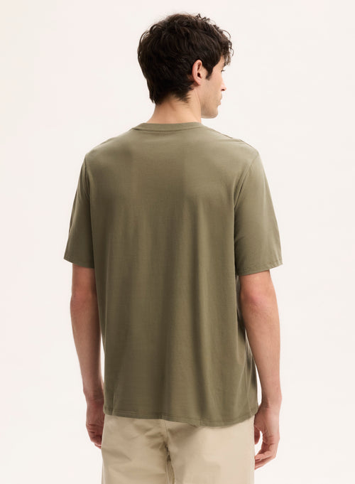 Grünes Kurzarm-T-Shirt mit Rundhalsausschnitt aus Bio-Baumwolle - MAJESTIC FILATURES