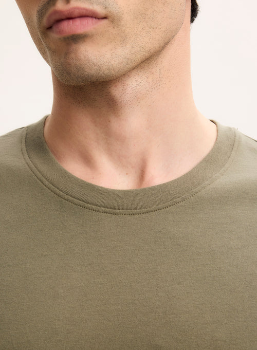 Grünes Kurzarm-T-Shirt mit Rundhalsausschnitt aus Bio-Baumwolle - MAJESTIC FILATURES