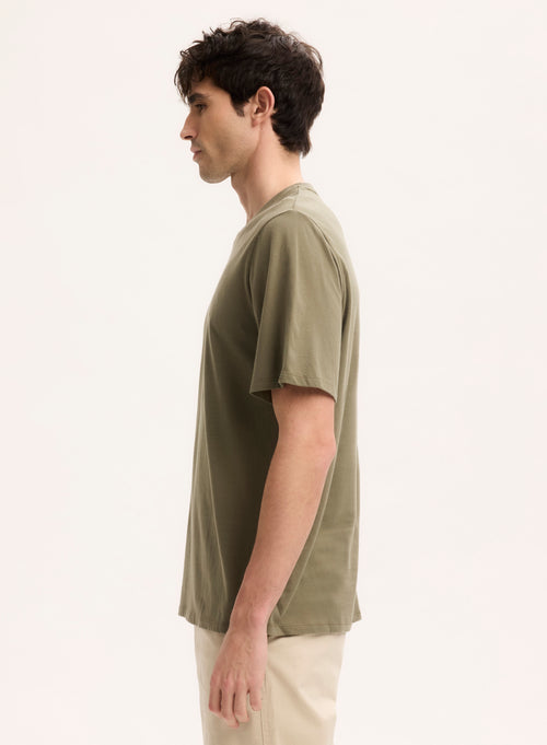 Grünes Kurzarm-T-Shirt mit Rundhalsausschnitt aus Bio-Baumwolle - MAJESTIC FILATURES
