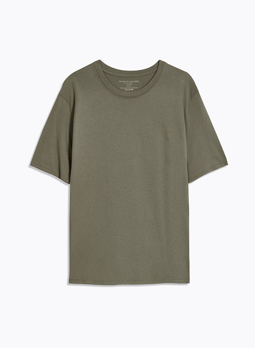 Grünes Kurzarm-T-Shirt mit Rundhalsausschnitt aus Bio-Baumwolle - MAJESTIC FILATURES