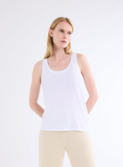 U-Ausschnitt Tank Top Leinen / Elasthan - MAJESTIC FILATURES