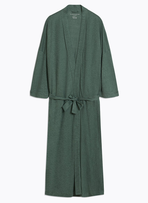 Green Long Sleeve Vest in Linen / Elastane - MAJESTIC FILATURES