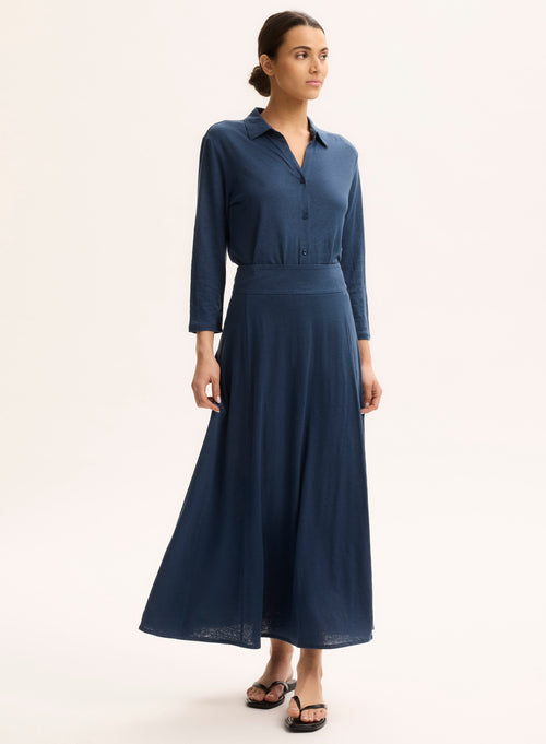 Blue Linen Skirt - MAJESTIC FILATURES