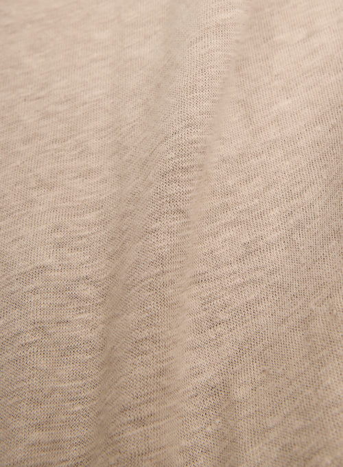 Robe Beige Col V en Lin / Elasthanne - MAJESTIC FILATURES