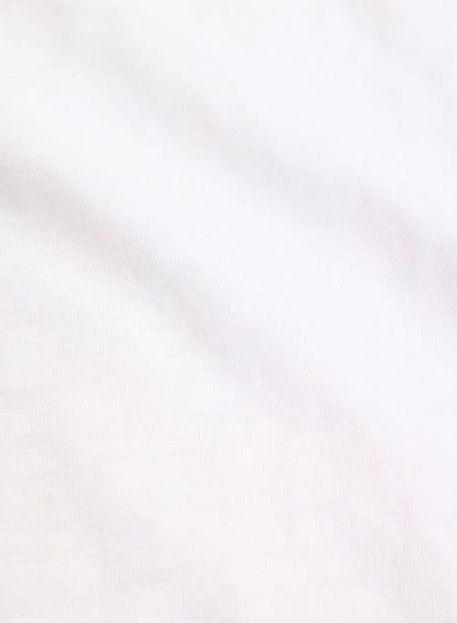 Camiseta blanca de manga corta de lino / elastano con cuello en V - MAJESTIC FILATURES