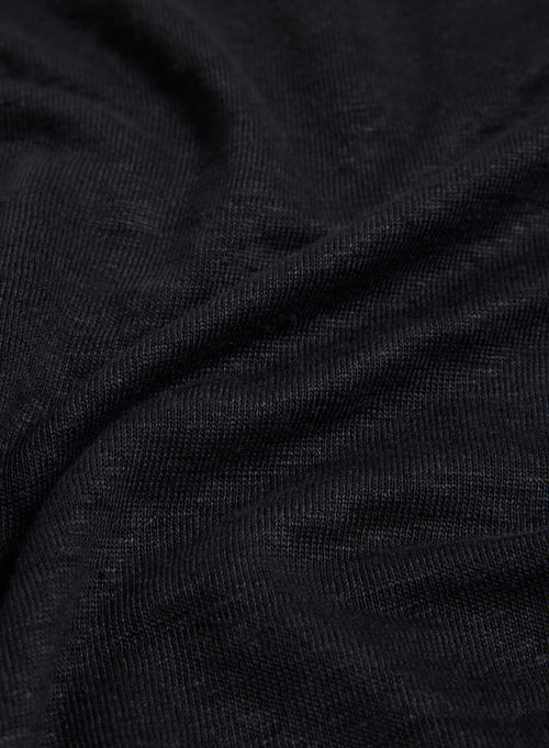 Black V-neck T-shirt in Linen and Elastane - MAJESTIC FILATURES