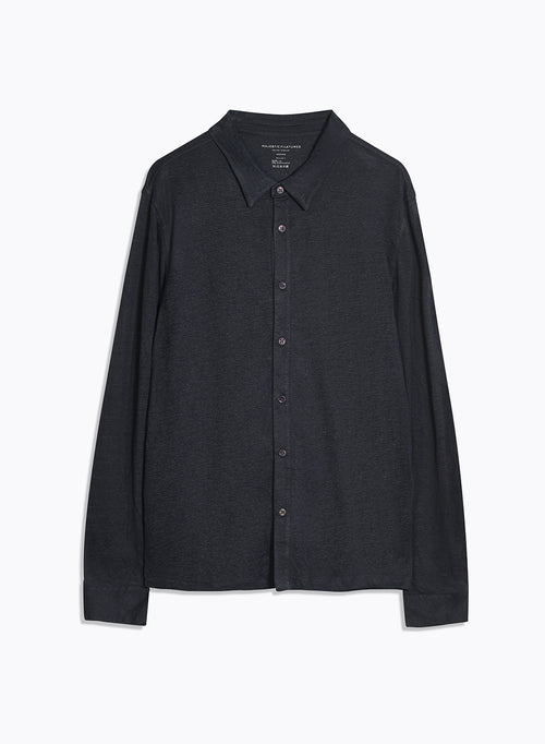 Navy Linen Long Sleeve Shirt  - MAJESTIC FILATURES