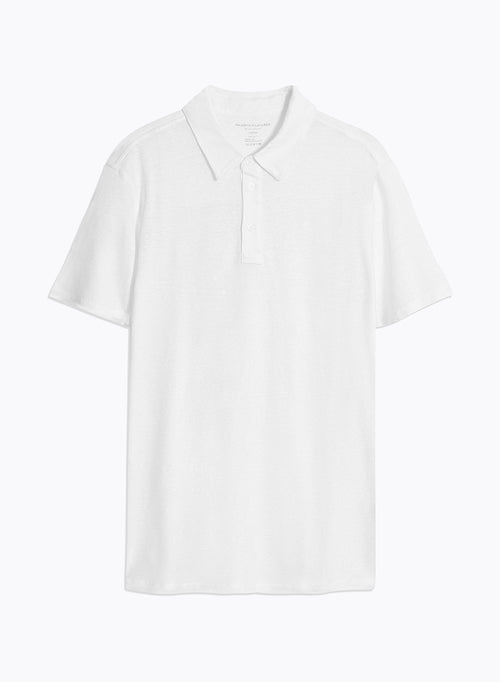 Polo Blanc Col Polo Manches Courtes en Lin / Elasthanne - MAJESTIC FILATURES