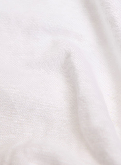 T-shirt Blanc Col Rond Manches Longues en Lin / Elasthanne - MAJESTIC FILATURES