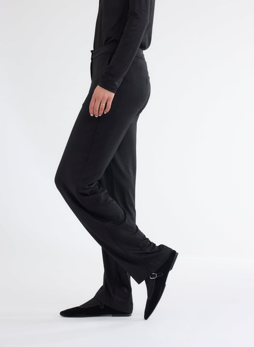 Schwarze, gerade Pailletten-Hose aus Viskose und Elasthan - MAJESTIC FILATURES