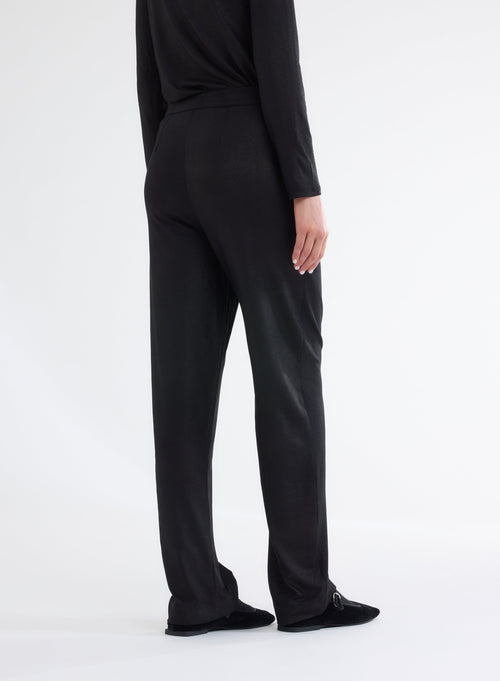 Schwarze, gerade Pailletten-Hose aus Viskose und Elasthan - MAJESTIC FILATURES