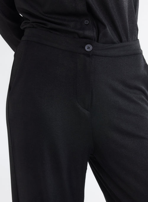 Schwarze, gerade Pailletten-Hose aus Viskose und Elasthan - MAJESTIC FILATURES