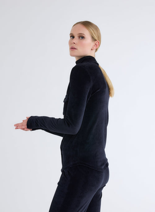Chemise Marine Manches Longues avec Poche en Velours - MAJESTIC FILATURES
