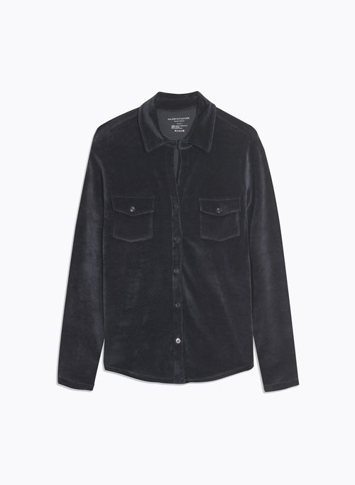 Chemise Marine Manches Longues avec Poche en Velours - MAJESTIC FILATURES