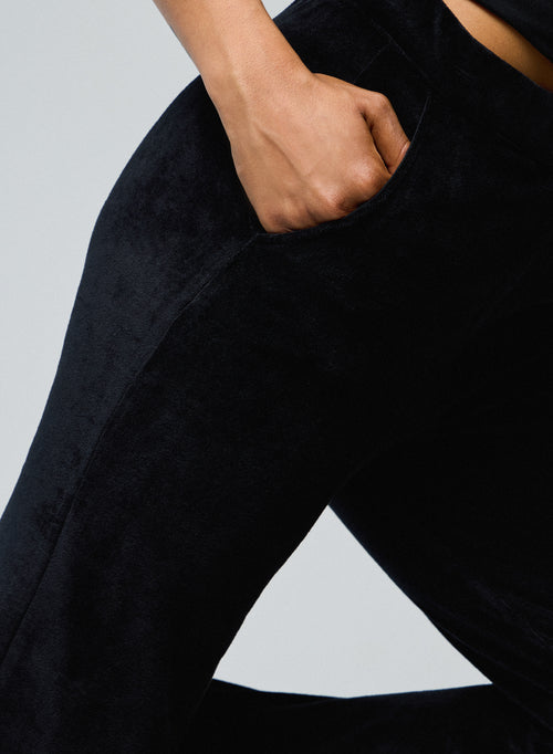 Schwarze gerade Hose aus Samt - MAJESTIC FILATURES