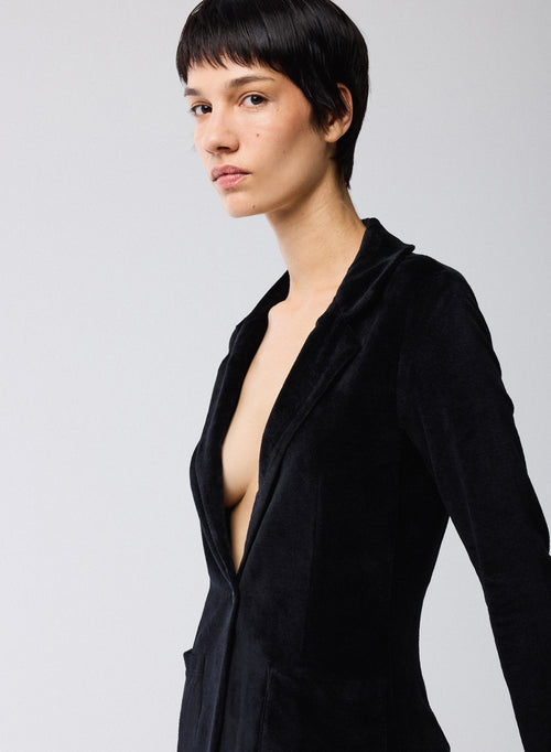 Long-sleeved Black Jacket in Organic Cotton / Modal / Elastane - MAJESTIC FILATURES