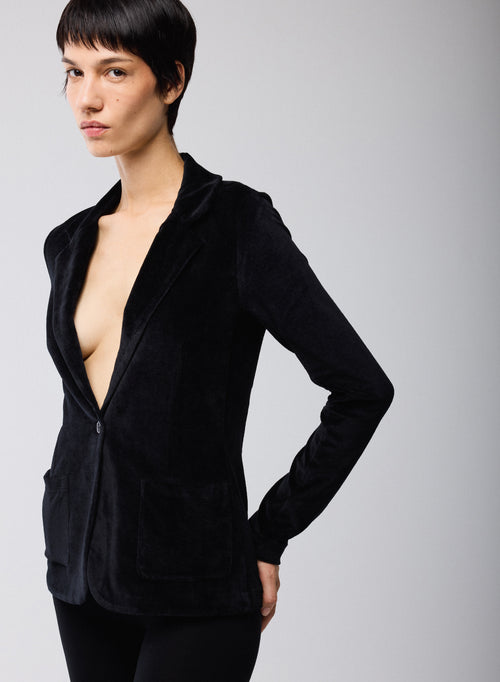 Long-sleeved Black Jacket in Organic Cotton / Modal / Elastane - MAJESTIC FILATURES
