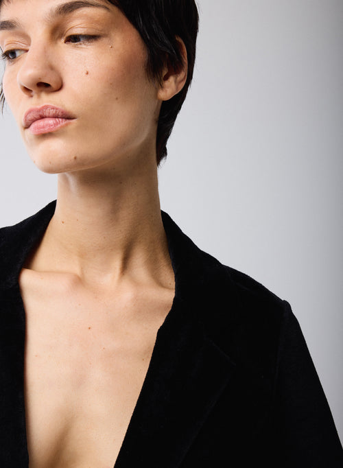 Long-sleeved Black Jacket in Organic Cotton / Modal / Elastane - MAJESTIC FILATURES