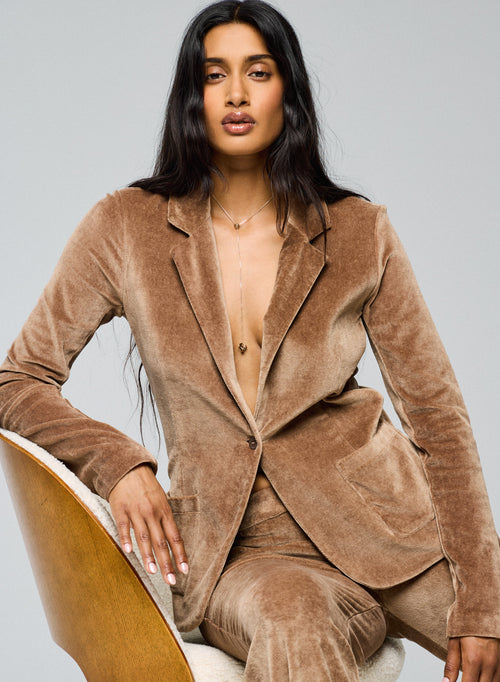 Beige Jacke Langarmjacke aus Bio-Baumwolle / Modal / Elasthan - MAJESTIC FILATURES
