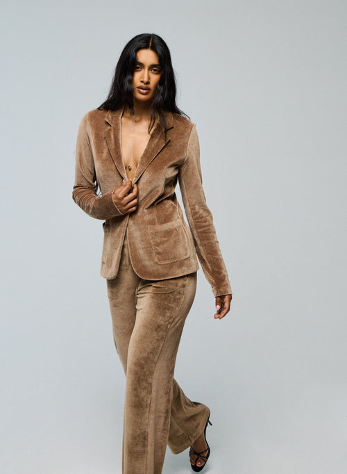 Beige Jacke Langarmjacke aus Bio-Baumwolle / Modal / Elasthan - MAJESTIC FILATURES